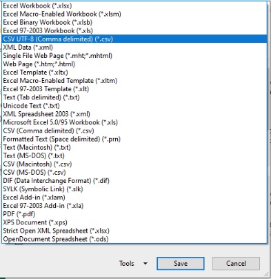 ذخیره فایل اکسل به صورت CSV برای نرم افزار ادوب کانکت